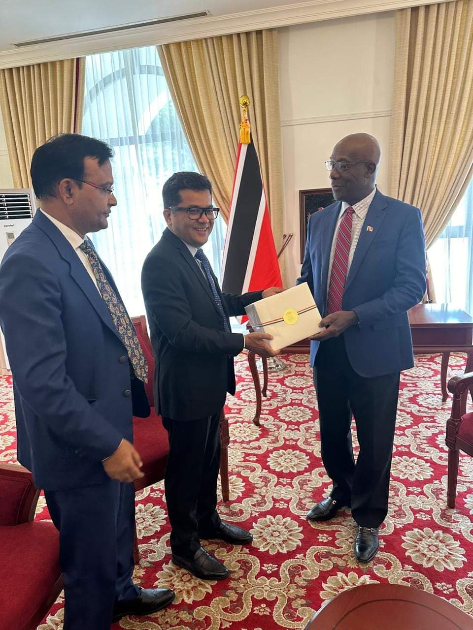 Minister of State for External Affairs Shri Pabitra Margherita called on Dr. The Honourable Keith Rowley, Prime Minister of the Republic of Trinidad and Tobago at his official residence today.  